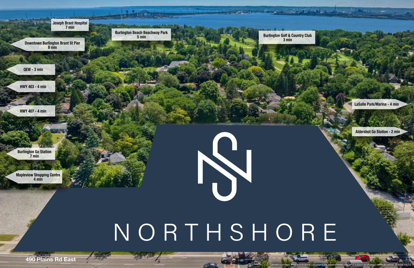 Northshore Location Map, 490 Plains Rd East Burlington